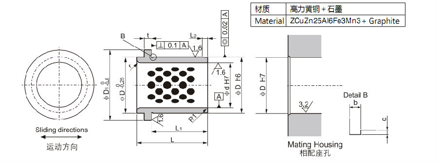 CHB-JNA Bronze Self-Lubricating Bearing